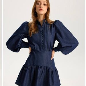 Commense Dark Blue Long Sleeve Dress